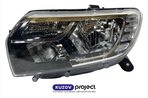 Фара левая под электрический корректор с ДХО Renault Logan / Sandero 2018-2022 (DEPO / Тайвань)